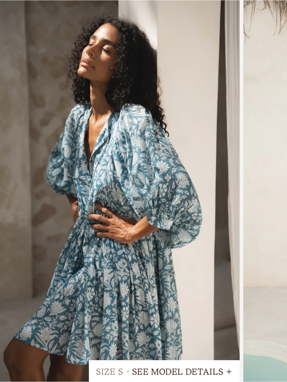 Daughters of India Kyra Mini Dress Ocean Blue Small EUC